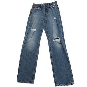 Levi's Wedgie Straight Jeans Distressed Medium Wash – Size 23